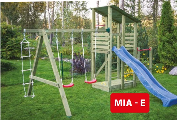 תוספת נדנדת עץ עם 2 מושבים למתקן שעשועים MIA משולב לגינה IMPREST דגם MIA-E